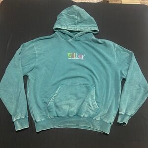 Wilbur Soot 96 Version 1.2 Teal Green Mineral Wash Embroidered Hoodie XL 1592